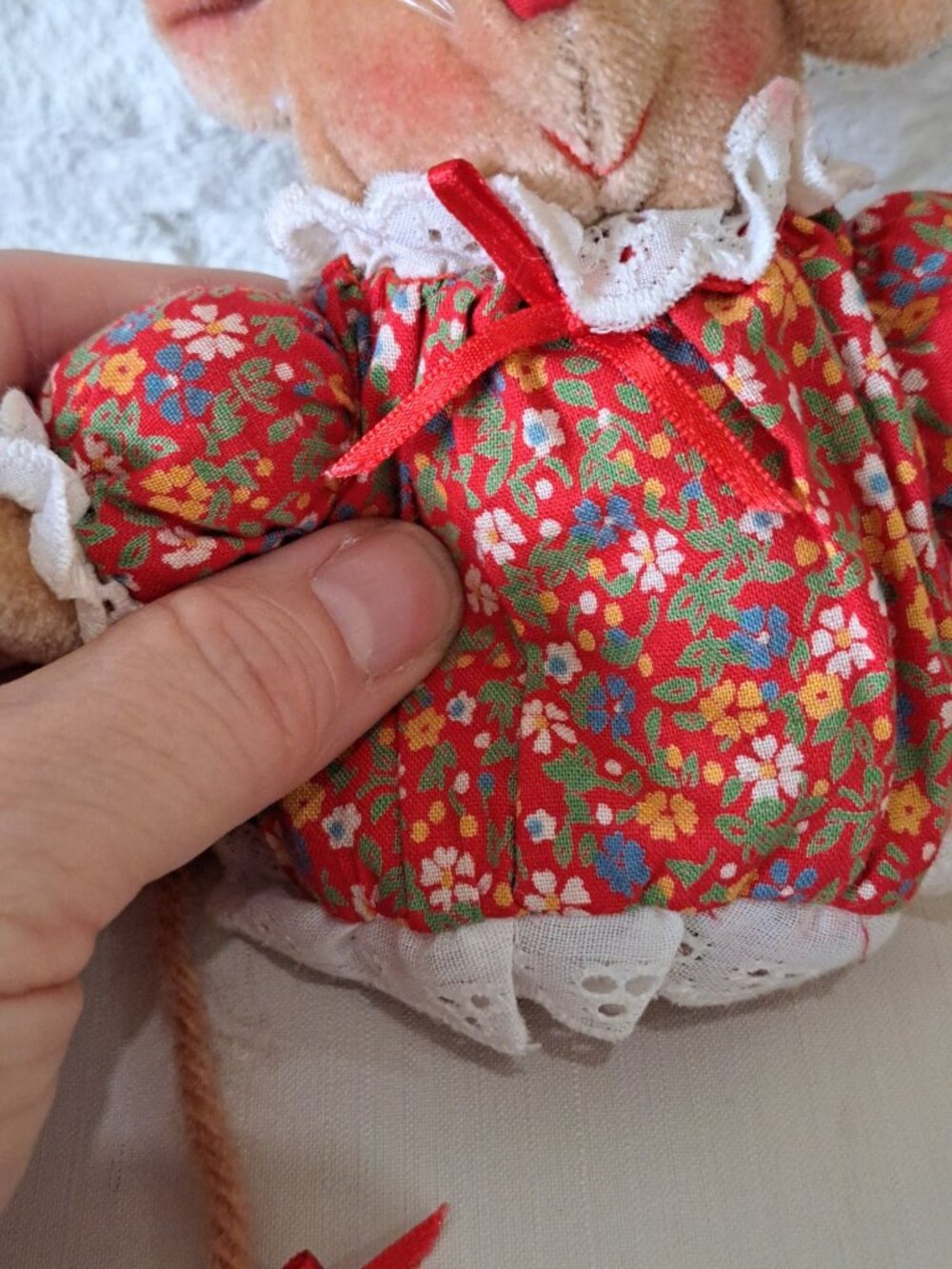 Vintage 80's Miss Molly Mouse Pomander Floral Dress Christmas Decor 1980s Avon - Picture 4 of 11